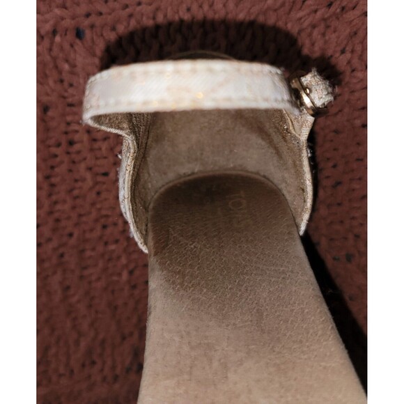 Toms Raffia Wedge Platform Boujee Sandal Beige Jacquard Rose Gold stich 7.5 - Picture 15 of 16